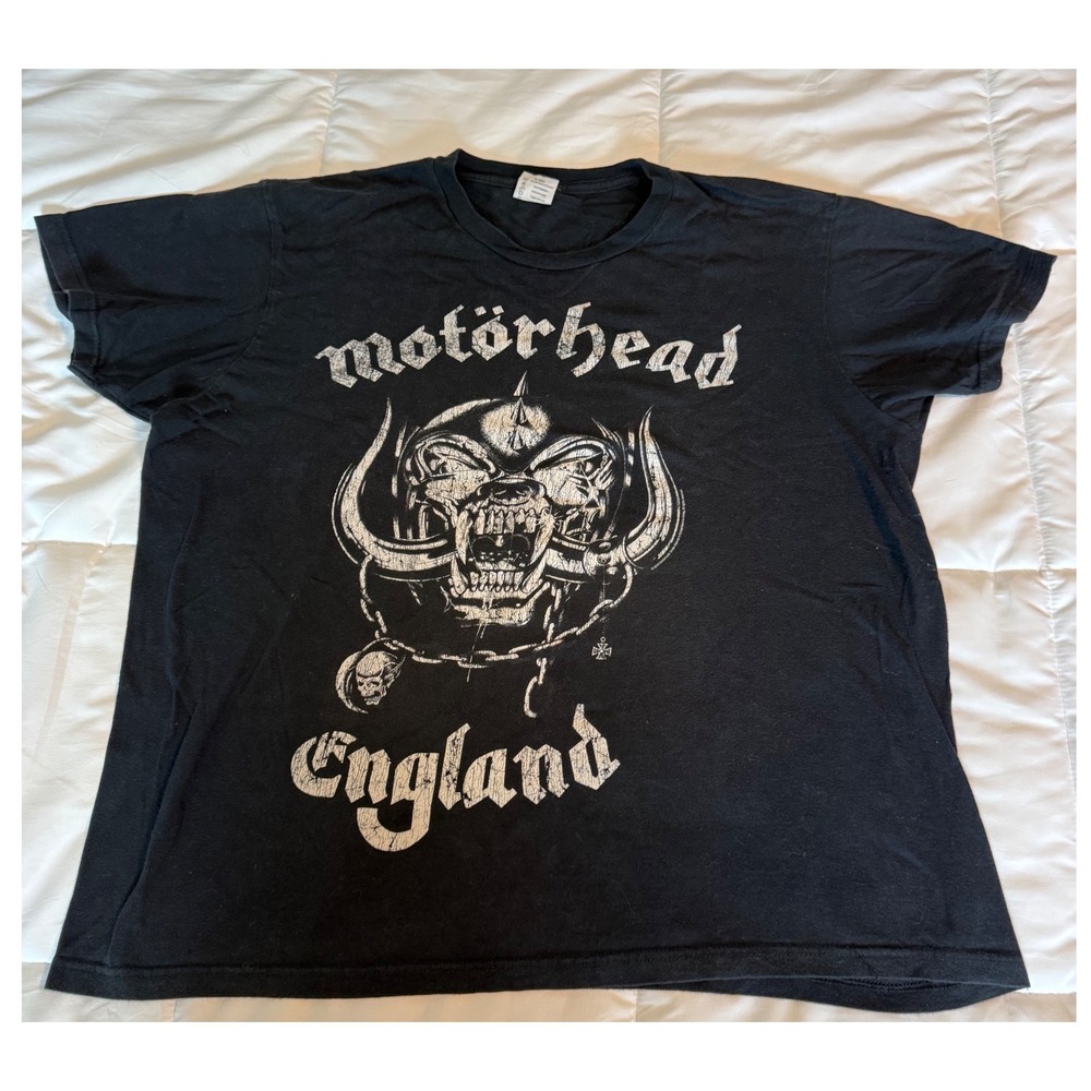 Y2K Pacific Motorhead T-Shirt Mens L Black Graphic England Snaggletooth